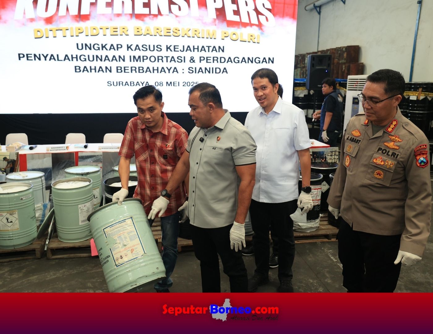 Polri Bongkar Perdagangan Ilegal Sianida di Surabaya dan Pasuruan