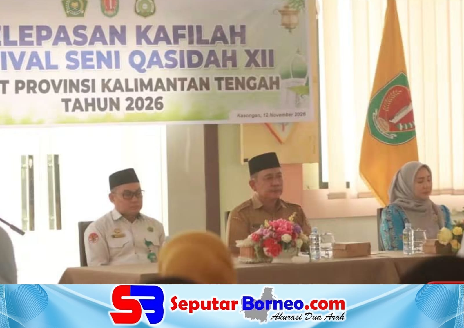 Sekda Katingan, Christian Rain melepas kafilah Katingan yang akan mengikuti FSQ XII Tingkat Provinsi Tahun 2026, Senin (12/10/2026). (FOTO:ISTIMEWA)