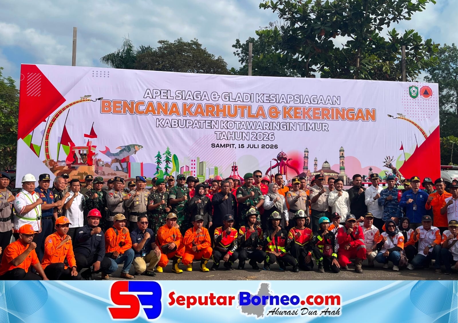 Wakil Bupati Kotim, Irawati menghadiri Apel Siaga Bencana Karhutla dan Kekeringan. (FOTO:SEPUTAR BORNEO)