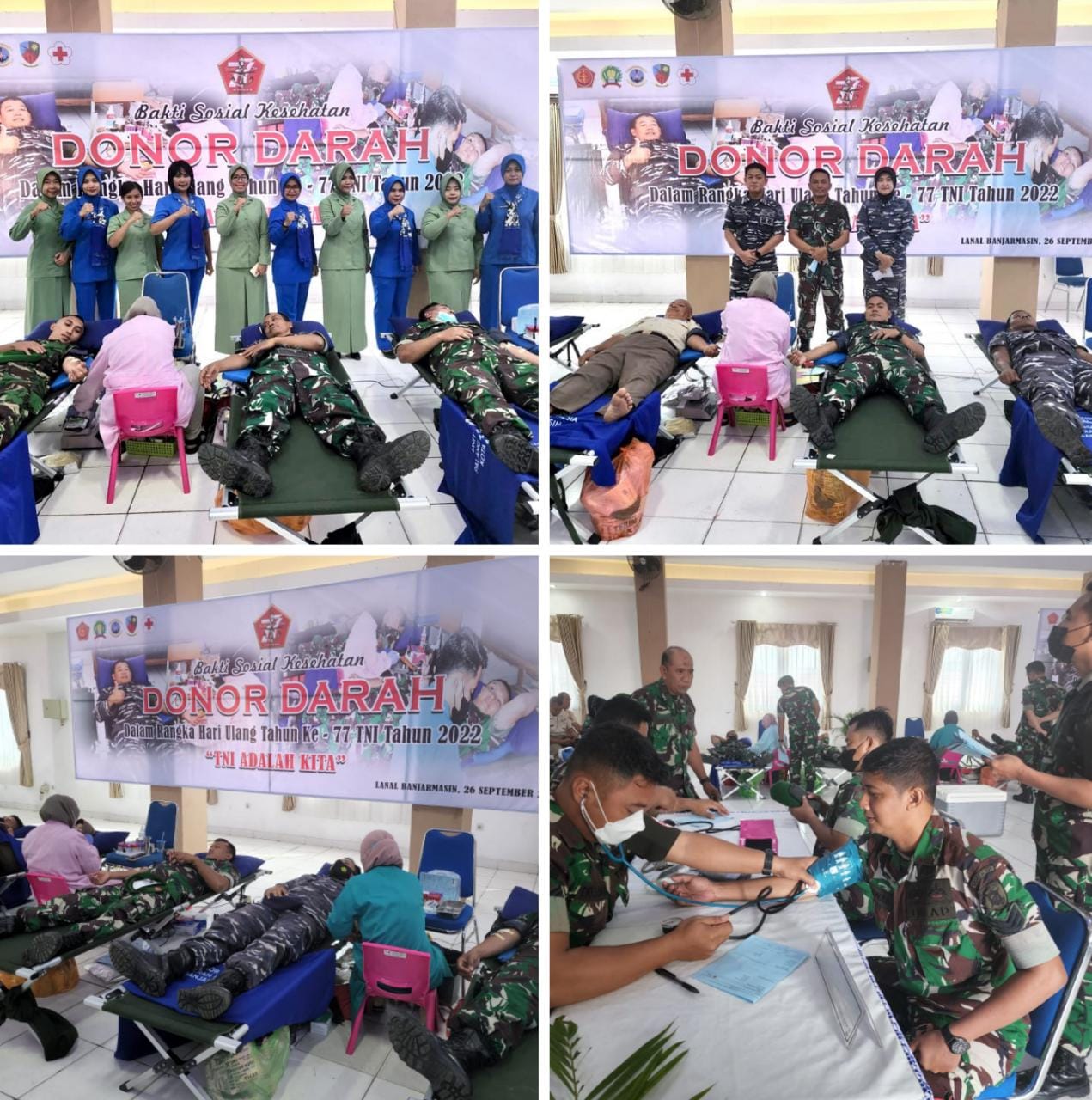 Lanal Banjarmasin Bersinergi Gelar Donor Darah, Sambut Peringatan HUT TNI Ke-77