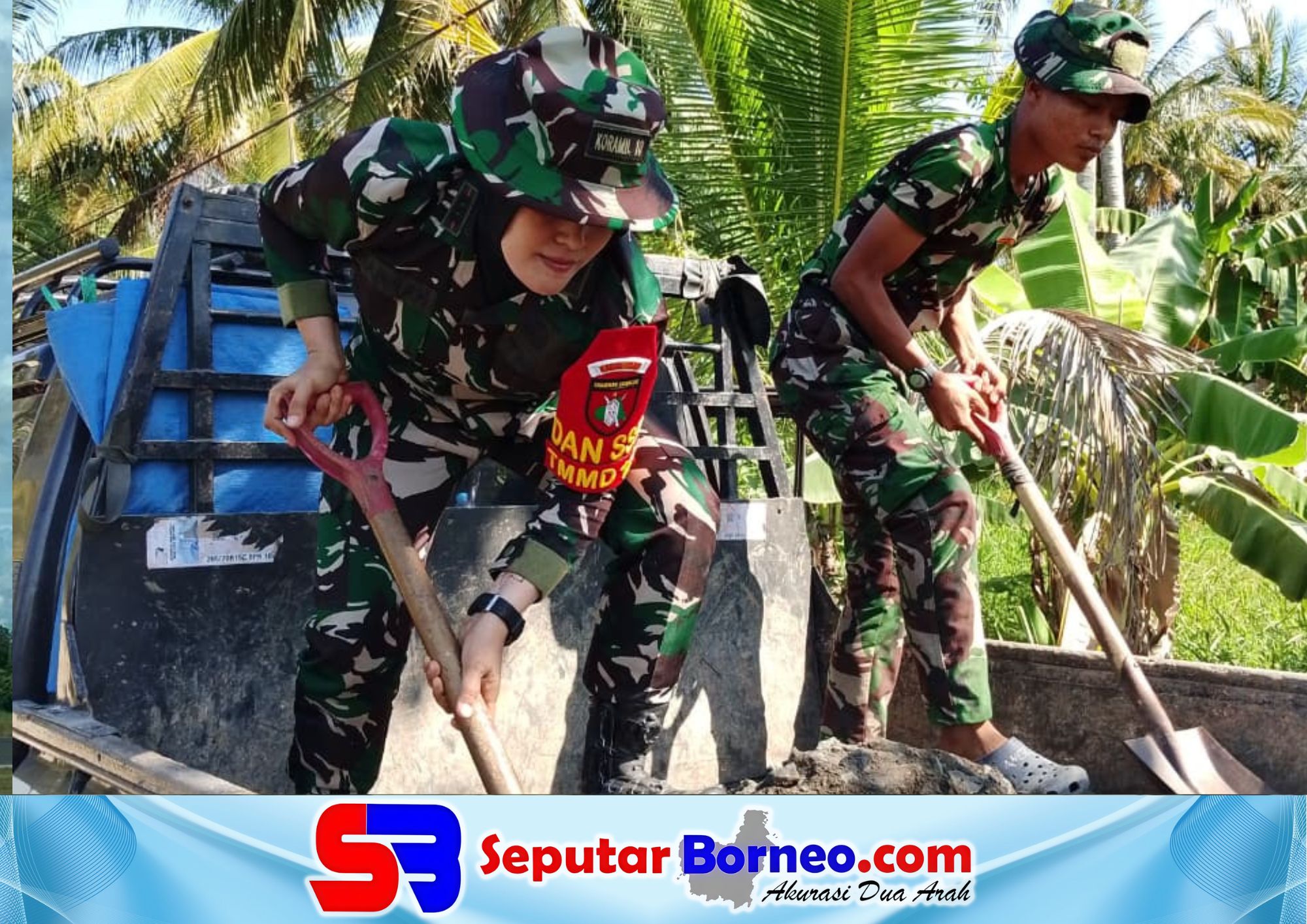 Kapten Hannah Beri Teladan di Lokasi TMMD, Angkut Material Demi Percepatan Pembangunan Jalan Desa