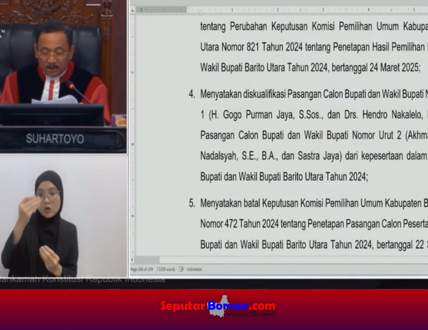 Putusan MK: Pilkada Barito Utara 2024 Harus Diulang, Dua Pasangan Calon Didiskualifikasi