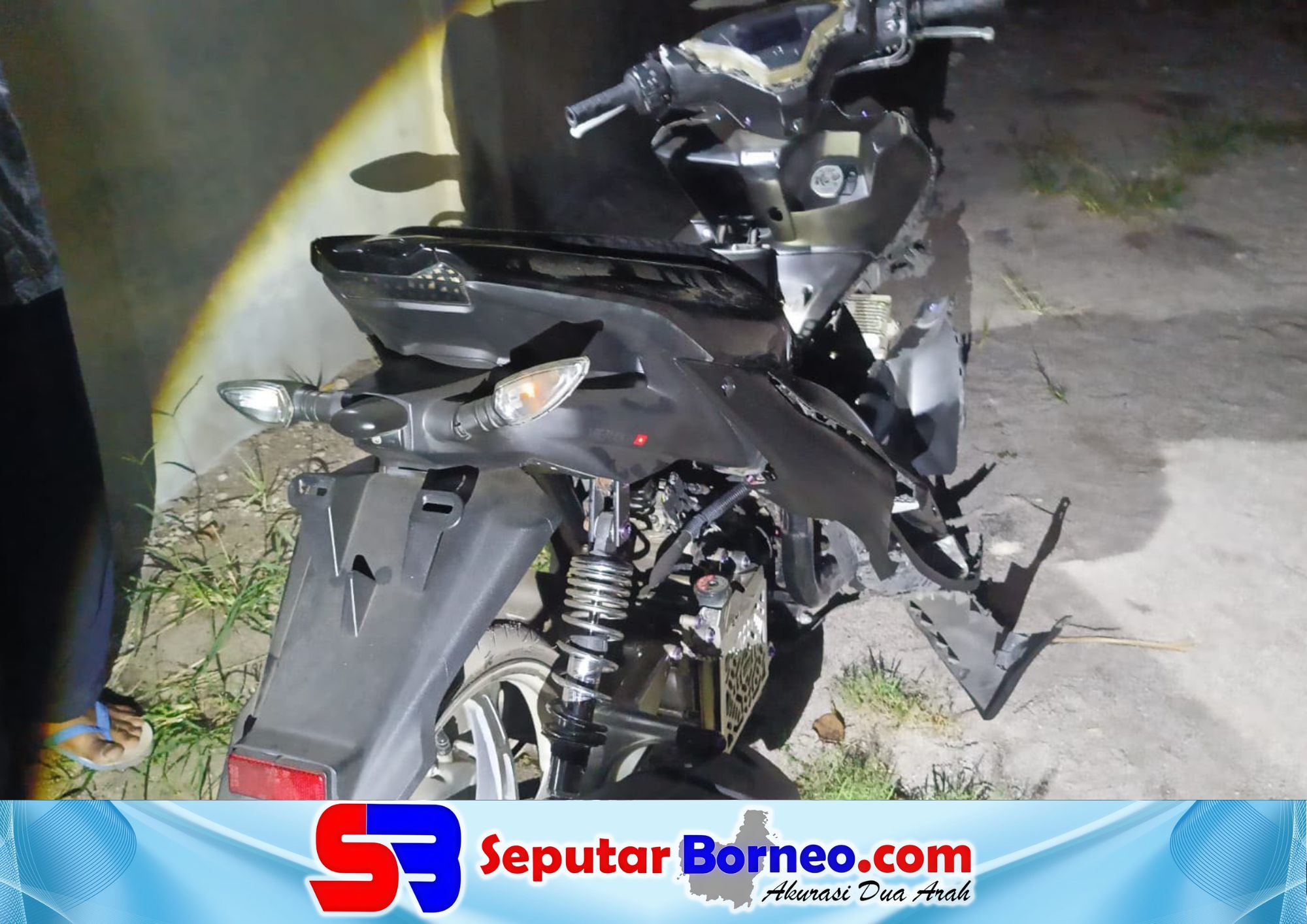 Barang bukti sepeda Aerox rusak parah usai terlibat kecelakaan. (FOTO: ISTIMEWA)