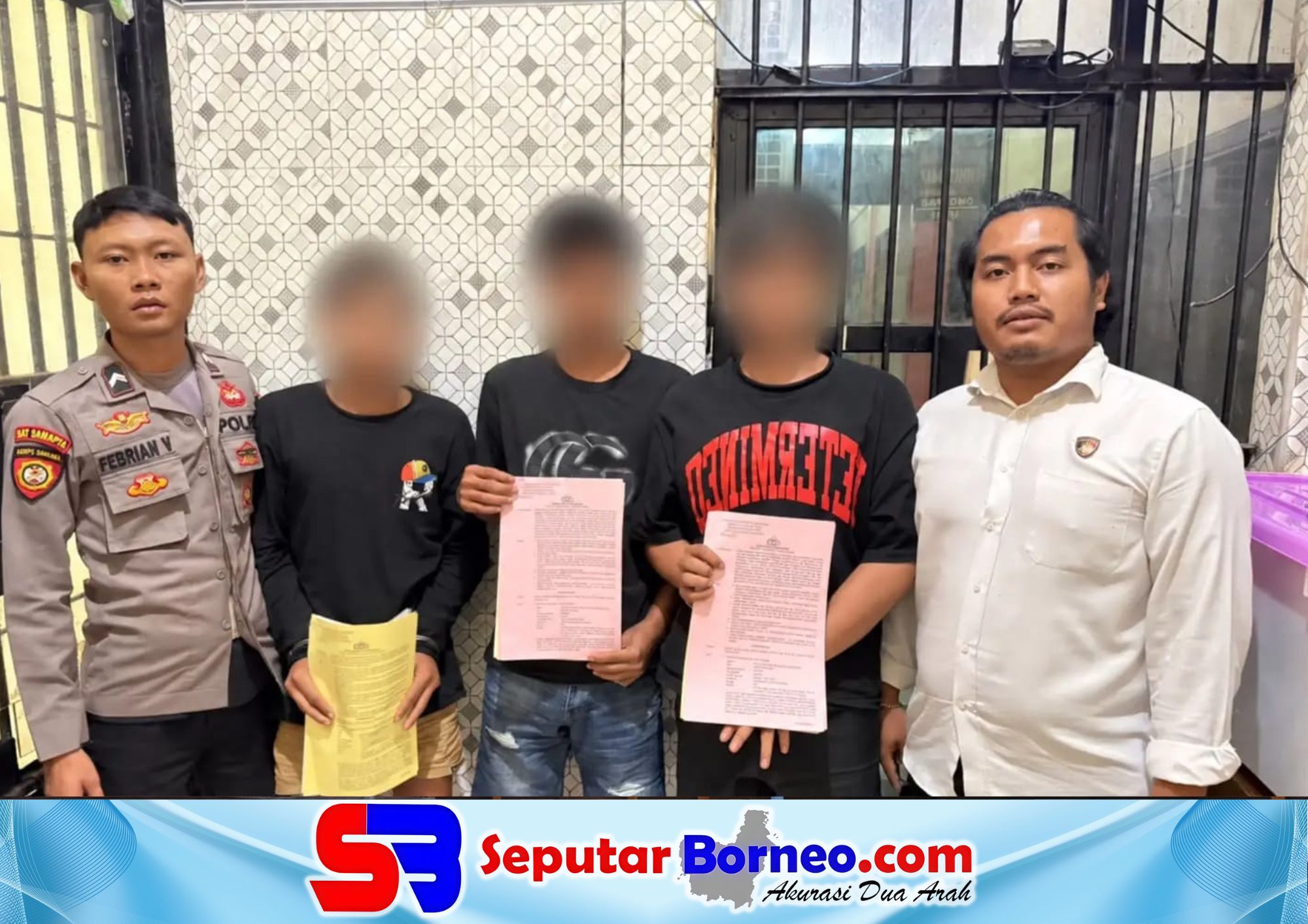 Tiga orang terduga pelaku pencurian yang berhasil diamankan aparat kepolisian. (FOTO: ISTIMEWA)