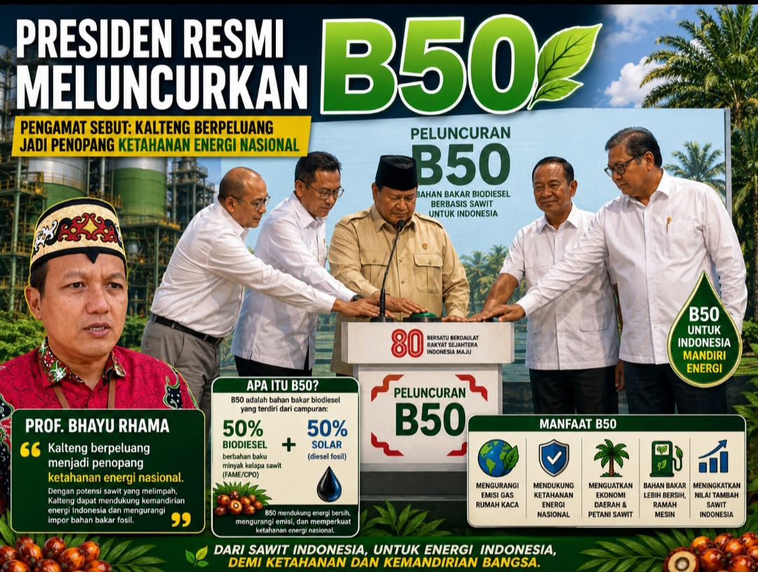 Presiden RI, Prabowo Subianto bersama Menteri Meluncurkan B50 dan pengamat sebut peluang besar untuk Kalteng.